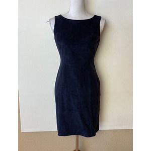 Ralph Lauren Stretch Faux Suede Sleeveless Sheath Dress 4P Navy Blue